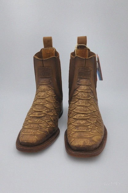 Square Toe Ankle Boots Python Print Oryx
