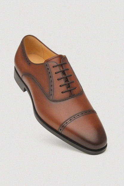 Amaro Leather Cap Toe Cognac By Mezlan Made In Spain Brand