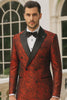 Red Double Breasted Rough Streak Pattern Satin Peak Lapel Stacy Adams Men's Jacket