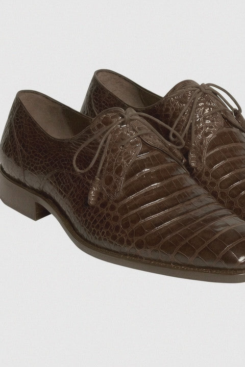 Mens Mezlan Anderson Caiman Crocodile Dress Shoe in Brown