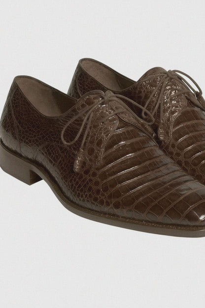 Mens Mezlan Anderson Caiman Crocodile Dress Shoe in Brown
