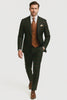 Mens Green Suit - Designer Brand Suit No Pleated Pants Modern Fit