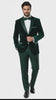 Men’s Dark Green Velvet Tuxedo Dinner Jacket – Slim Fit Formal Blazer with Satin Peak Lapel Lape