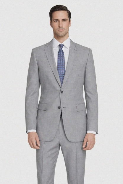 Mantoni Lt. Gray Two-button Wool Suit in Modern or Slim-Fit