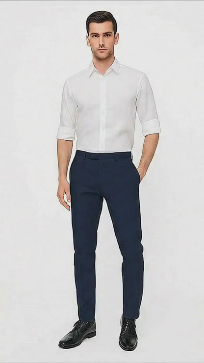 Men’s White Linen Button Down Shirt – Long Sleeve Roll-Up Casual Dress Shirt