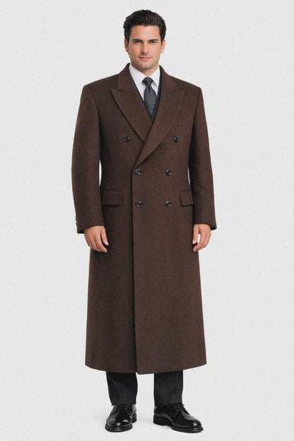 Authentic Fully Lined Double Breasted men's Wool Blend Long Dress Coat