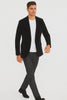 Mens Modern Fit 2 Button Velvet Blazer in Black