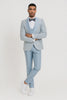 2024 Prom Special Blue Tuxedo Suit w/ Double-Breasted Vest by Tazzio