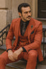 Men’s Red 3-Piece Suit with Vest and Chain – Stylish Formal Wear