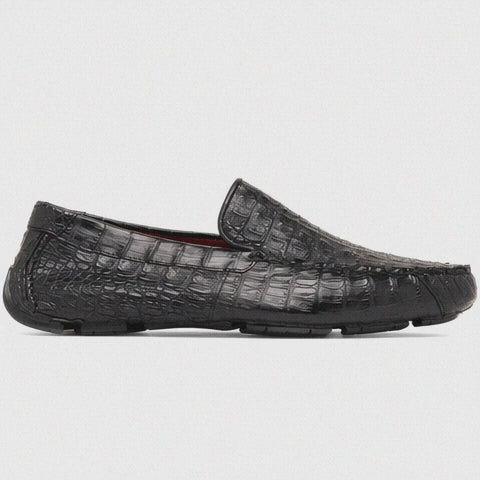 Marco Di Milano Remo Black Caiman Crocodile Driving Shoes