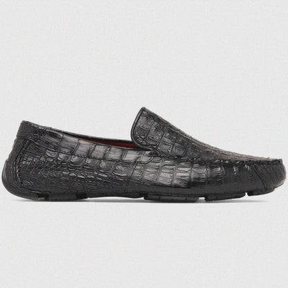 Marco Di Milano Remo Black Caiman Crocodile Driving Shoes