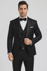 Classic Black Floral Lace Tuxedo with Vest – Modern Men’s Wedding Suit