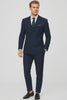 Slim Fit Double Breasted Suit Gold Buttons - Navy Suit - Designer Wool Suits
