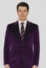 Men’s Purple Velvet Peak Lapel Suit – 2-Piece Skinny Fit Formalwear by Tazzio