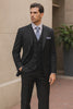 Mens Classic 3 Button Vested Dress Suit in Black