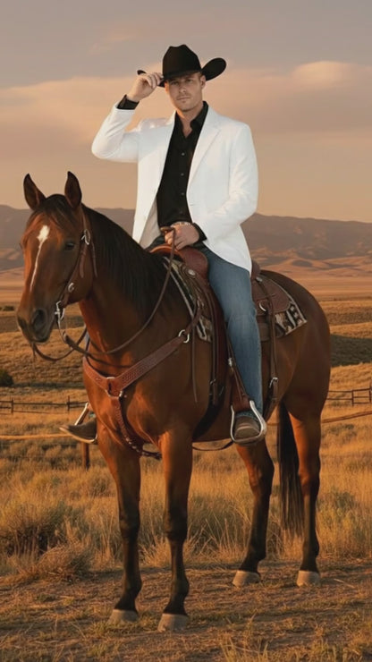 Mens White Western Blazer – Classic Cowboy Style Sport Coat for Formal - Cowboy Jacket