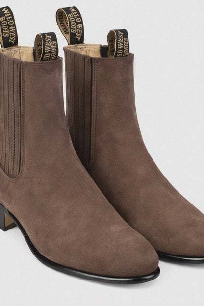 Men's Wild West Nobuk Leather Round Toe Charro Short Boots 26163