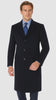 Pure Wool Full-Length Men’s Navy Overcoat – Classic Winter Dress Coat