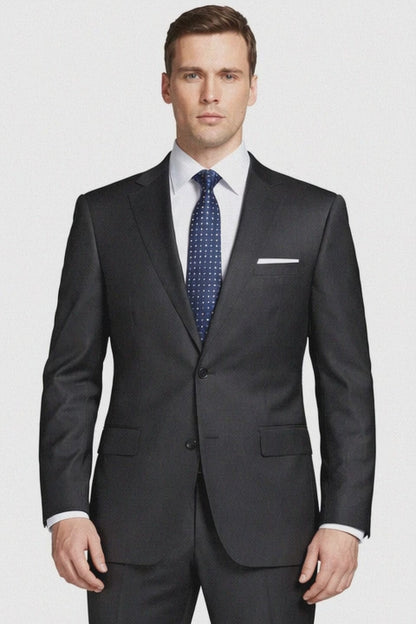 Bertolini Wool & Silk 2Pc 2 Buttons Black or Charcoal