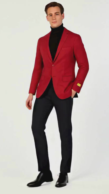 Men’s Burgundy Red - Wine  Two-Button Sport Coat – Stylish Blazer for Business, Parties