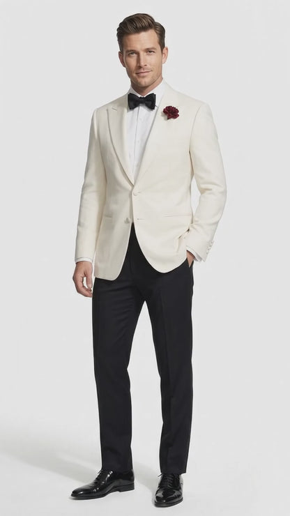Men’s 007 Inspired White Tuxedo Jacket, James Bond Style Formal Dinner Jacket for Weddings and Prom