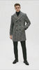 Mens Grey Plaid Double-Breasted Overcoat with Black Faux Fur Collar – Classic Winter Peacoat