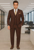 Double Breasted Suits - Vested Suits Wool Fabric - Apolo King Brand - Solid Brown Suit