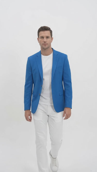 Men’s Bright Blue Club Blazer – Ted Lasso Inspired Classic Two-Button Sport Coat