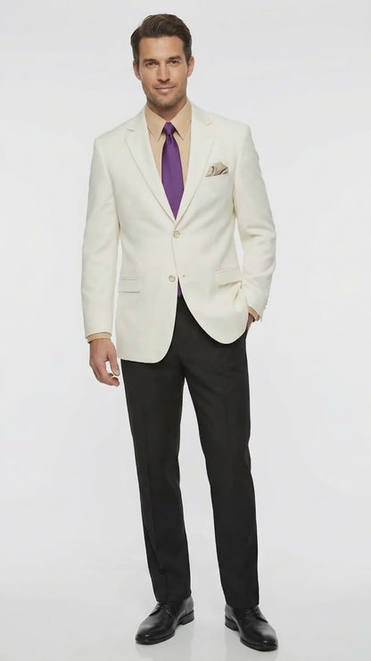 Men’s White Blazer Jacket – Classic Fit Formal Sport Coat with Gold Buttons