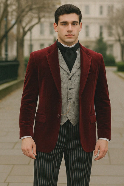 Wine Velvet Roderick Smoking Jacket – Luxurious Mens Wear