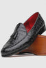 Marco Di Milano Bianchi Black Caiman Crocodile Tassel Loafers