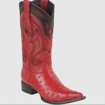 Red Ostrich Boots Pointy Toe