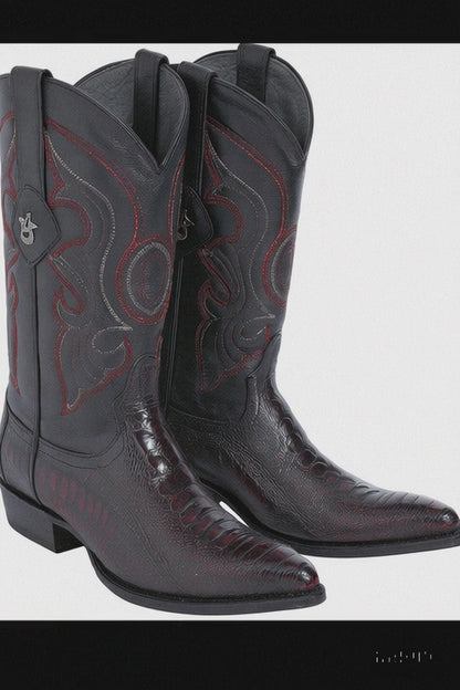 Los Altos Men's Ostrich Black Cherry Leg Boots