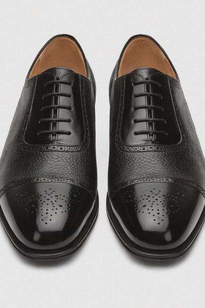 Mens Mezlan Murino Calf & Deerskin Cap Toe Dress Shoe in Black