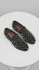 Men’s Studded Velvet Loafers – Designer Party and Prom Dress Shoes with Gold and Silver Spikes