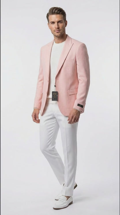 Mens Peach Pink Blazer Jacket – Modern Formal Sport Coat for Wedding, Party and Business Wear - Summer Jacket