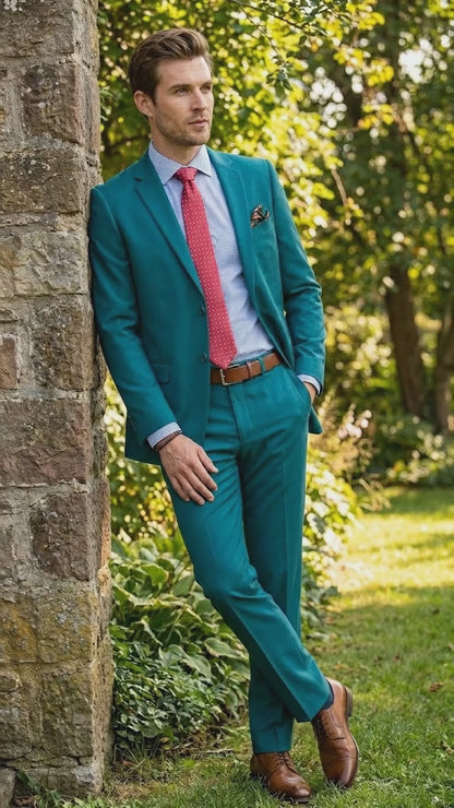 Men’s Teal Green Dark Turquoise Suit – Elegant Formal Suit for Business, Wedding, Party and Modern Style Wear