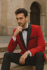 Mens Classic Contrast Notch Tuxedo in Red