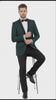 Men’s Green Tuxedo Suit – Slim Fit Jacket with Black Satin Shawl Lapel and Black Pants in Hunter Green
