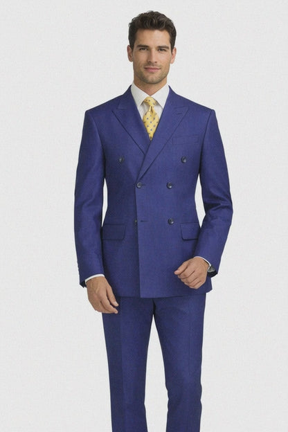 Mantoni Double-Breast Black, Grey, or Navy Wool Suit