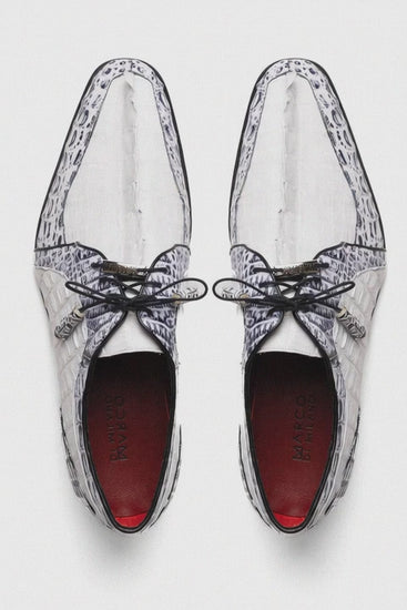 Marco Di Milano Caribe Newspaper/White Caiman Crocodile Derby Shoes