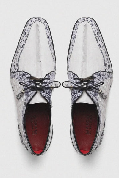 Marco Di Milano Caribe Newspaper/White Caiman Crocodile Derby Shoes