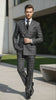 Men’s Charcoal Plaid Double-Breasted Suit –  Tailored Pants Windowpane Pattern By Rossiman