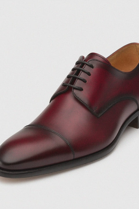 Mens Mezlan Republic Calfskin Cap Toe Blucher Dress Shoe in Tan