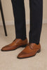 Men's Cognac Full Leather Lining Vestigium Genuine Ostrich Leg Derby Shoes Mens Ostrich Skin Shoes