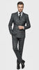 Men’s Charcoal Plaid Double-Breasted Suit –  Tailored Pants Windowpane Pattern By Rossiman