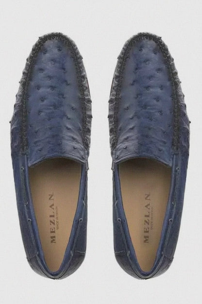 Mezlan Jean Genuine Ostrich Dress Moccasin