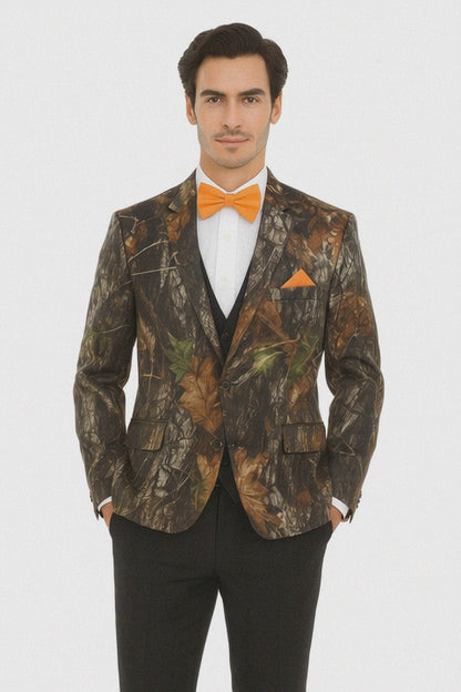 Western Tuxedo - Traje Para Hombre Novio - Cowboy Western Suit - Green and Brown Mix Pattern