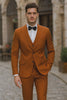 Tazzio Terracotta Orange Skinny Fit Pinstriped Suit for Men – Stylish Modern Suit