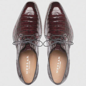Men's Cratos Genuine Crocodile Burgundy Derby Shoes By Mezlan 